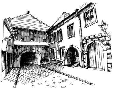 Old Fortress Gate, Kamenita Vrata, Zagreb, Croatia Vector sketch of Old Fortress Gate, Kamenita Vrata, Zagreb, Croatia